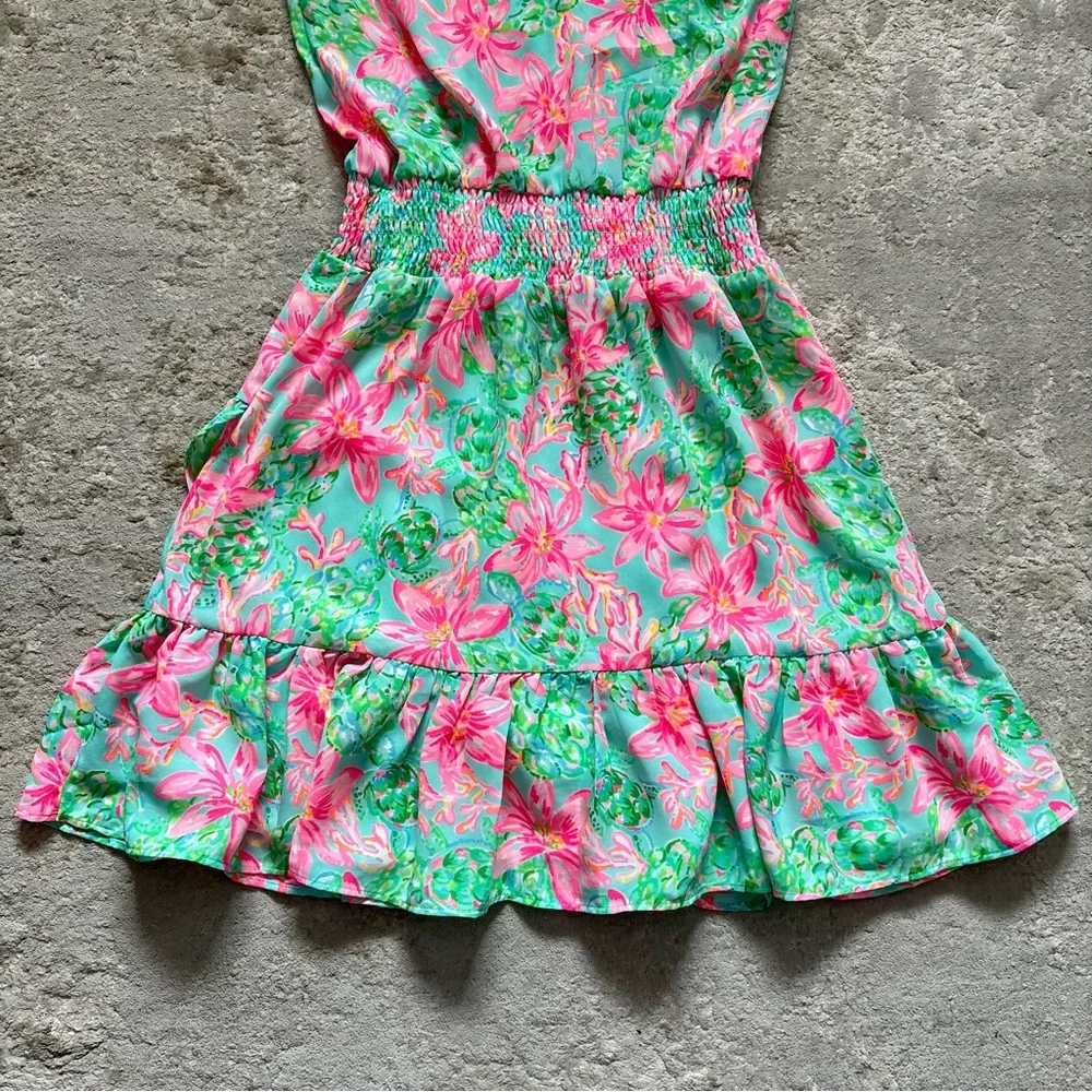 Lilly Pulitzer Pamelyn Flutter Halter Vibrant Colorful Floral Mini Dress Size 00 - Picture 14 of 15